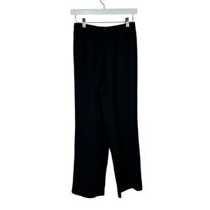 IC Connie K Collection Black Straight Leg Pants Pull On Lagenlook Womens Small